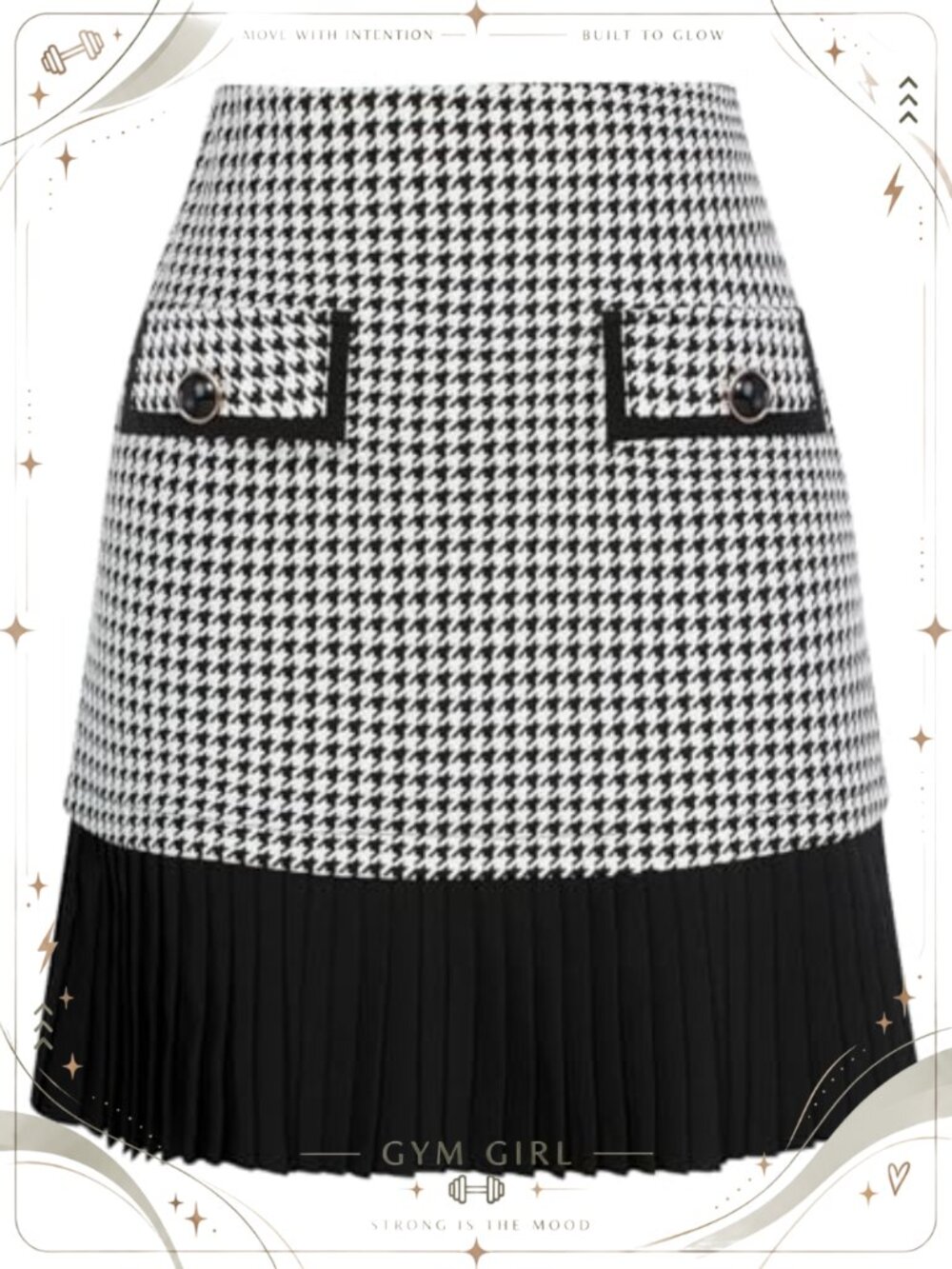 Plaid Mini Skirt High Waist Pleated A-Line Polyester Viscose Elastane